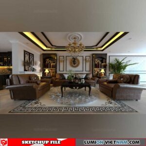 Living room And Kitchen - Sketchup Interior Scene By Xuan Tho