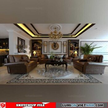 Living room And Kitchen - Sketchup Interior Scene By Xuan Tho