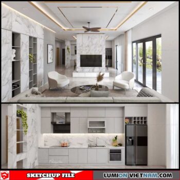 Living room And Kitchen - Sketchup Interior Scene By Ph Lien