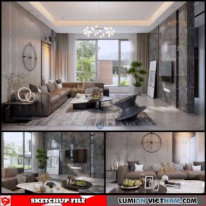 Living room - Sketchup Interior Scene By DatHouzz