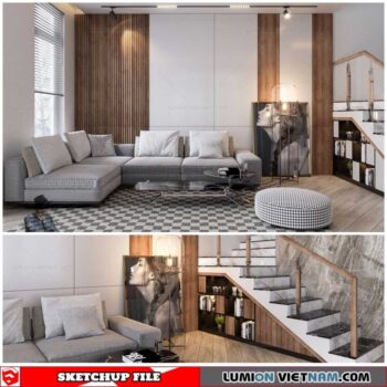 Living room - Sketchup Interior Scene By Hoang Thang