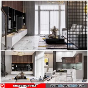 Living room - Sketchup Interior Scene By Hoang Thang