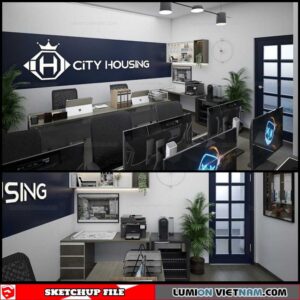 Office room - Sketchup Interior Scene By Quoc Anh