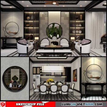 Living room And Kitchen - Sketchup Interior Scene By Tuan Nguyen