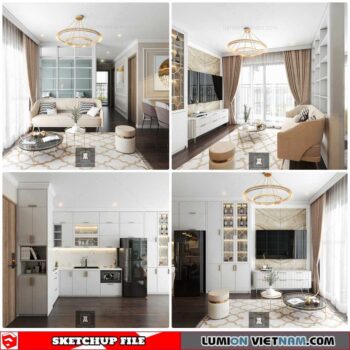 Living room - Sketchup Interior Scene By Ha Anh