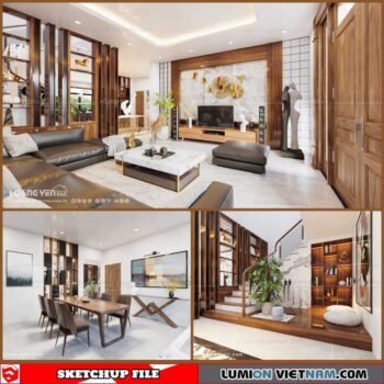 Living room And Kitchen - Sketchup Interior Scene By Nguyen Xuan Vinh