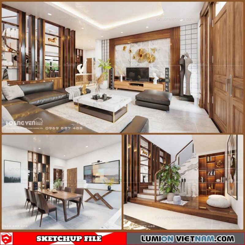 Living room And Kitchen - Sketchup Interior Scene By Nguyen Xuan Vinh