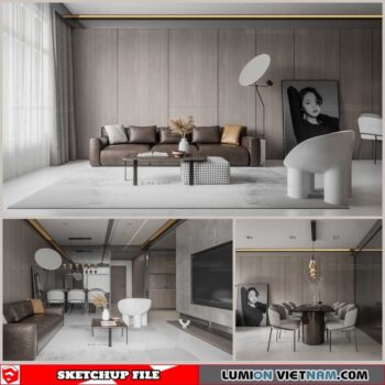 Living room And Kitchen - Sketchup Interior Scene By Dieu Linh