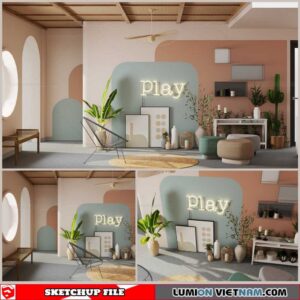 Living room - Sketchup Interior Scene By Quoc Anh