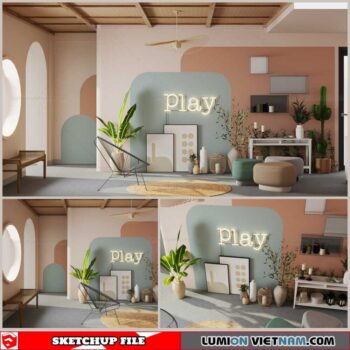 Living room - Sketchup Interior Scene By Quoc Anh