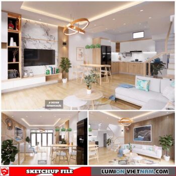 Living room And Kitchen - Sketchup Interior Scene By Hoang