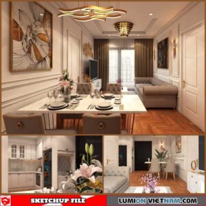 Living room And Kitchen - Sketchup Interior Scene By Minh
