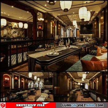 Restaurant - Sketchup Interior Scene By Nguyen Truong