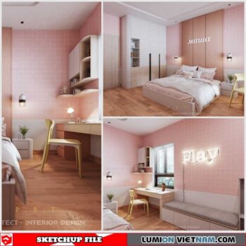 Bedroom Girl - Sketchup Interior Scene By Pham Bao Toan