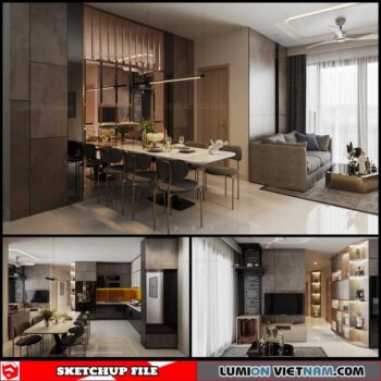 Living room And Kitchen - Sketchup Interior Scene By Pham Bao Toan