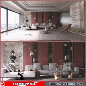 Living room - Sketchup Interior Scene By Kha Vi