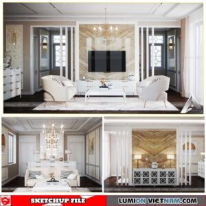 Living room - Sketchup Interior Scene By Toan Nguyen