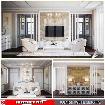 Living room - Sketchup Interior Scene By Toan Nguyen