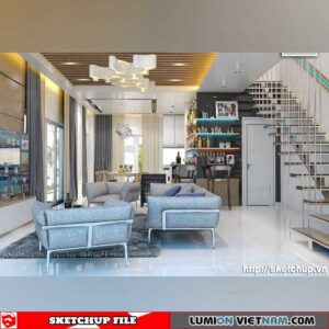Living room And Kitchen - Sketchup Interior Scene By Dong Nguyen Van