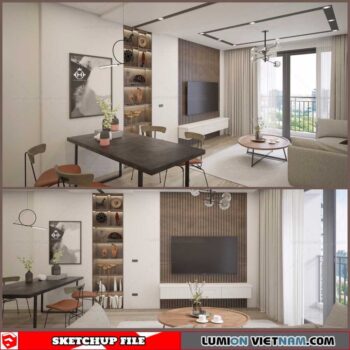 Living room - Sketchup Interior Scene By Quoc Anh