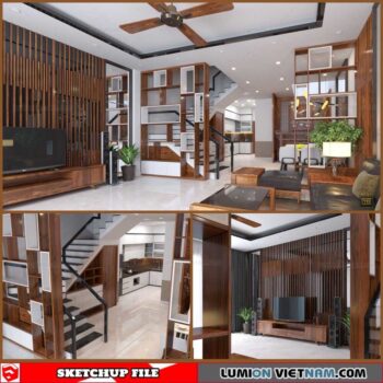Living room And Kitchen - Sketchup Interior Scene By Xuan Khanh