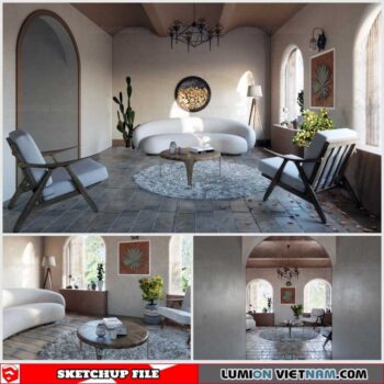 Living room - Sketchup Interior Scene By DatHouzz