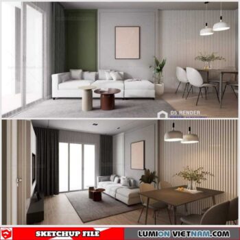 Living room - Sketchup Interior Scene By Dong Nguyen