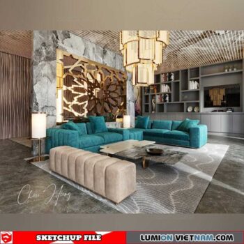 Living-Kitchenroom - Sketchup Interior Scene By Quoc Trung