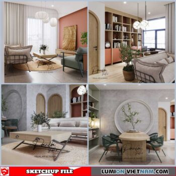 Living room And Kitchen - Sketchup Interior Scene By Than Nguyen