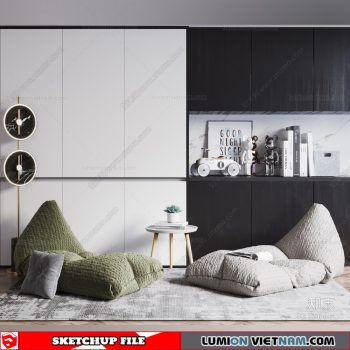 Soft Pouf Chair - Sketchup Models By Dinh Thanh