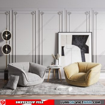 Soft Pouf Chair - Sketchup Models By Dinh Thanh