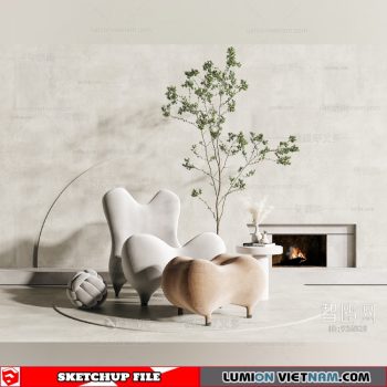 Soft Pouf Chair - Sketchup Models By Dinh Thanh