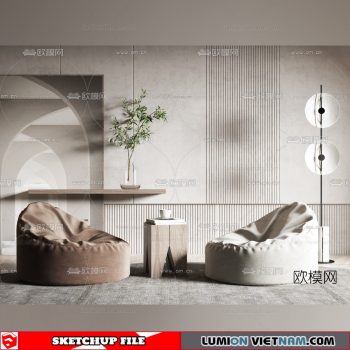 Soft Pouf Chair - Sketchup Models By Dinh Thanh