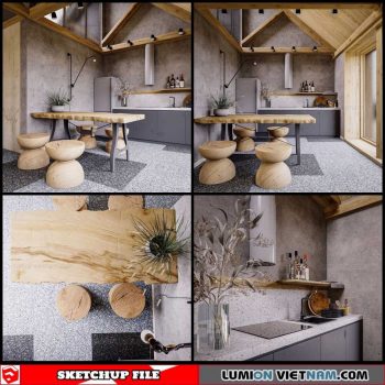 Kitchenroom - Sketchup Interior Scene By Quoc Vi Phan