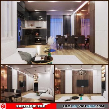 Living- Kitchenroom - Sketchup Interior Scene By Tam Le