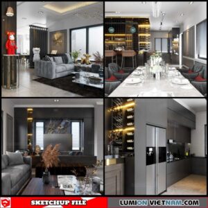 Living- Kitchenroom - Sketchup Interior Scene By Phan Tuan