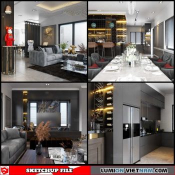 Living- Kitchenroom - Sketchup Interior Scene By Phan Tuan