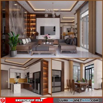 Living- Kitchenroom - Sketchup Interior Scene By Khac Tuan
