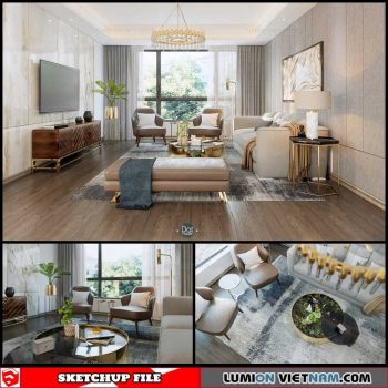 Livingroom - Sketchup Interior Scene By DatHouzz