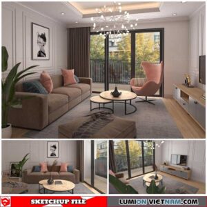 Livingroom - Sketchup Interior Scene By Le Anh Art