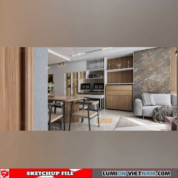 Living room - Sketchup Interior Scene By Than Nguyen