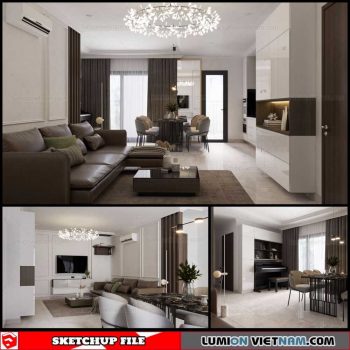 Living kitchen room - Sketchup Interior Scene By Trong Thanh