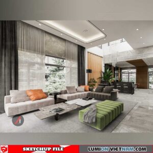Living room - Sketchup Interior Scene By A Academy