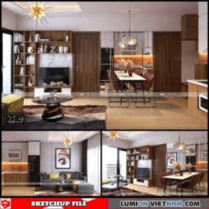 Living Kitchen room - Sketchup Interior Scene By Dai Ca