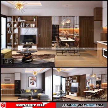Living Kitchen room - Sketchup Interior Scene By Dai Ca
