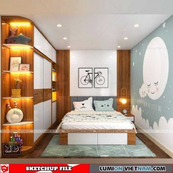 Bedroom Girls - Sketchup Interior Scene By Dai Ca