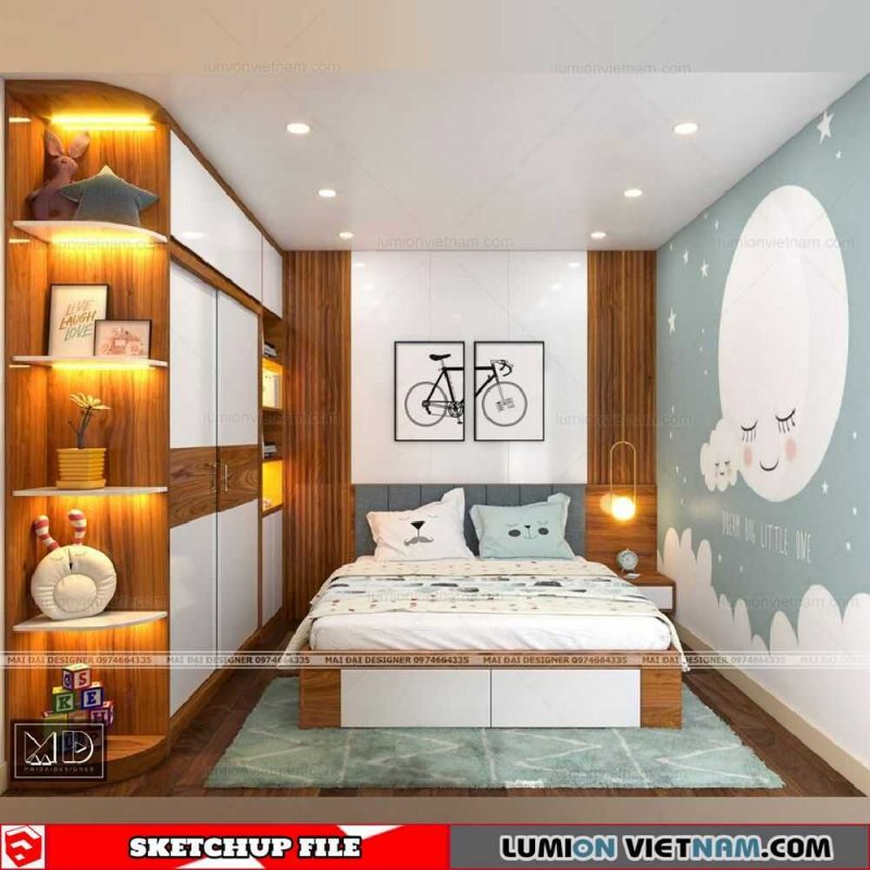 Bedroom Girls - Sketchup Interior Scene By Dai Ca