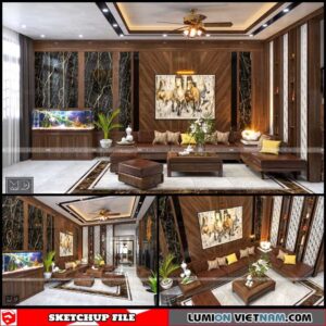 Living room - Sketchup Interior Scene By Dai Ca