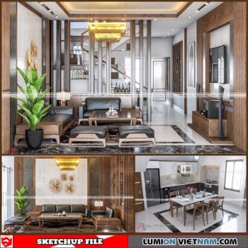 Living Kitchen room - Sketchup Interior Scene By Dang Quang Bach