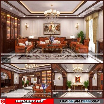 Living Kitchen room - Sketchup Interior Scene By Dai Ca